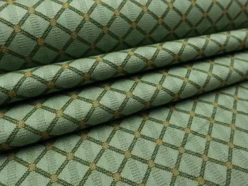Möbelstoff Baumwolle Mischung Kariert Designer Polsterstoff Luxus Hochwertiger luxuriös Bezugsstoff Dekostoff für Sofa Eckbank Couch Stuhl Premium Modern Edel Soft Elegant Mintgrün Tannengrün Ocker