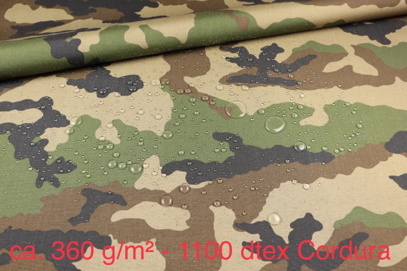 Militärstoff Cordura Oxford Wasserfest Camouflage Tarndruck Tarnmuster Tarnung Flecktarn Tarnstoff Tarnmuster Outdoor Militär Segeltuch Armeestoff Wetterfest Nato UNO Wassersäule 10.000 mm